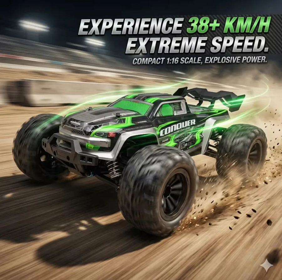 Voiture RC Drift 4WD LED 1:16 verte en action - VortexRacing