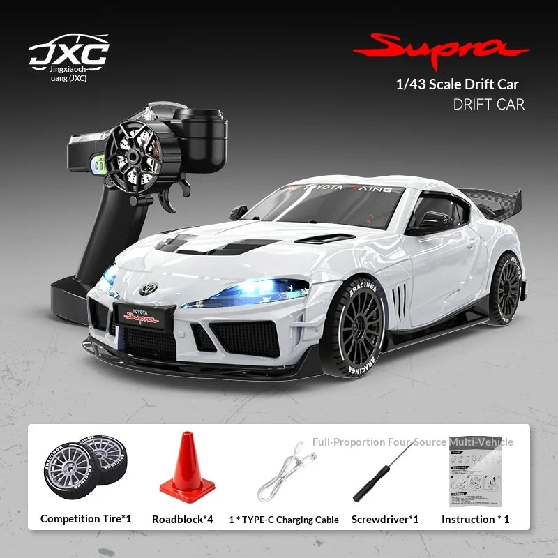 Mini Supra RC 1:43 blanche avec accessoires inclus - VortexRacing