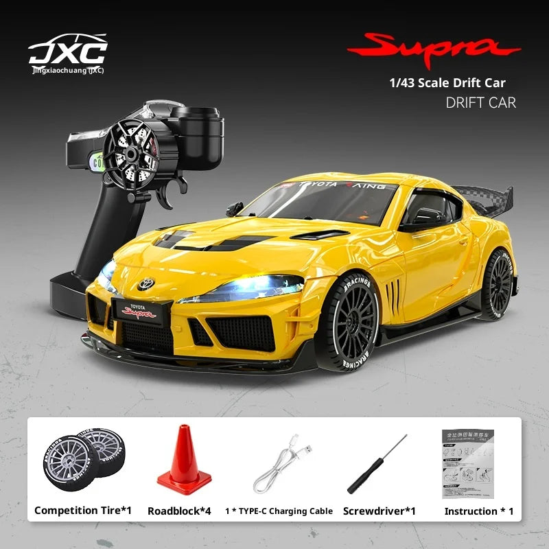 Mini Supra RC 1:43 jaune avec accessoires inclus - VortexRacing