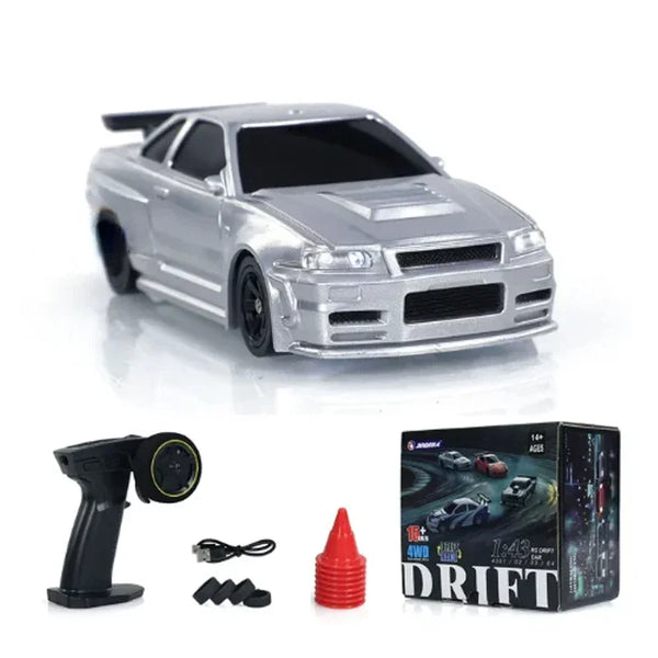 Voiture de drift RC 1/43 modele 4303 argent, avec accessoires inclus - VortexRacing