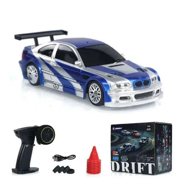 Voiture de drift RC 1/43 modele 4304 bleue, avec accessoires inclus - VortexRacing