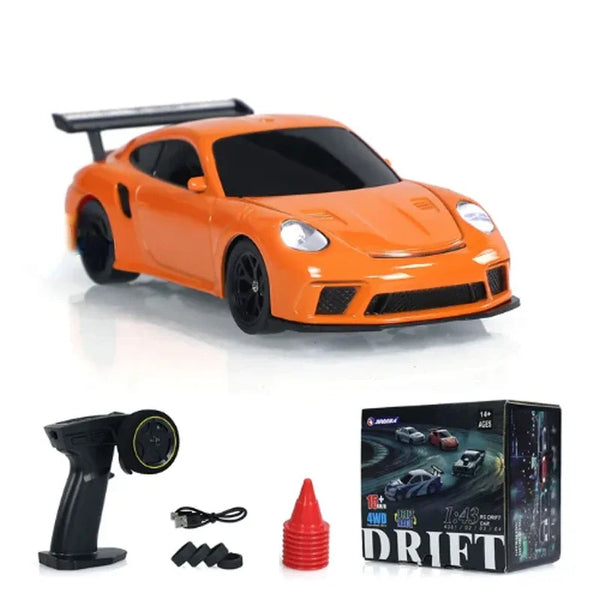 Voiture de drift RC 1/43 modele 4301 orange, avec accessoires inclus - VortexRacing